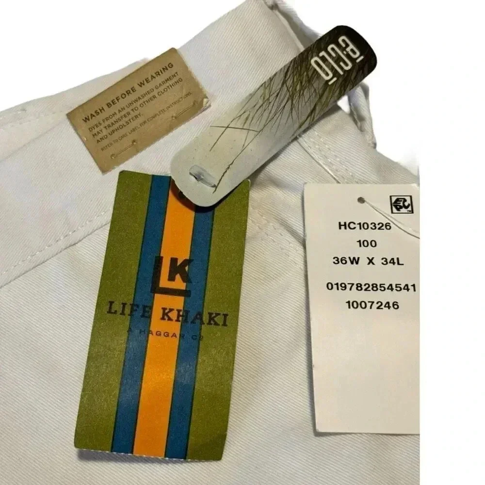 NEW Haggar Life Khaki Men’s Size 36W X 34L White Plain Front Pants NWT‎